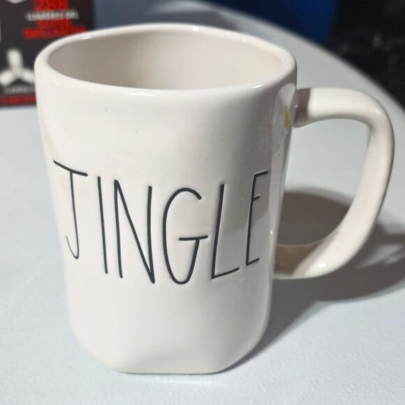 Christmas Theme Rae Dunn Mug JINGLE Holiday Coffee Gift White Ceramic Mug - Picture 1 of 2